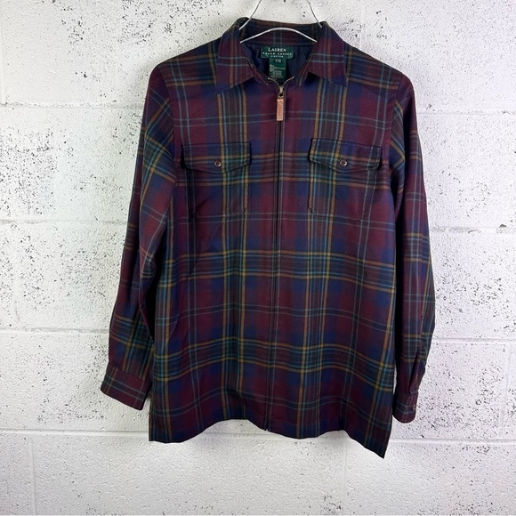 Ralph Lauren Women's Size Petite Medium PM Worsted Wool Full Zip Plaid Jacket - Picture 4 of 8